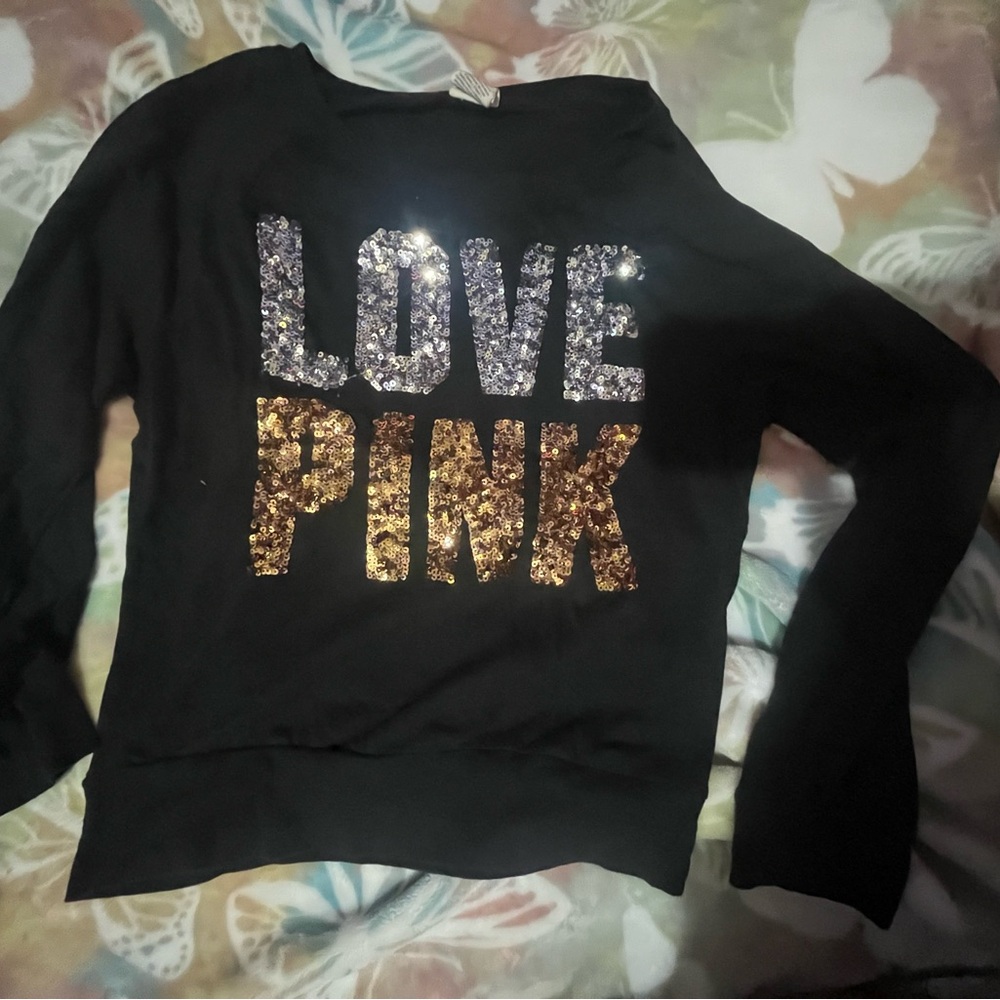 PINK Victoria's Secret Black Sweater with Sequin Detail